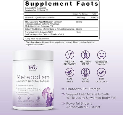 TRU Metabolism, Advanced Fat Loss, Fight Cravings, Boost Mood, No Jitters or Crash, 30 Servings