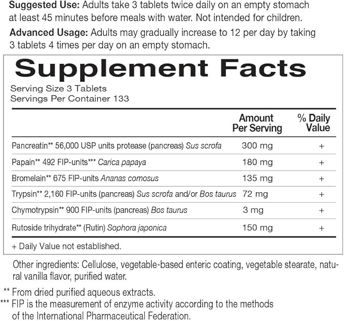 Garden of Life Joint Supplement for Men and Women - Wobenzym N Systemic Enzymes, Clinically Studied Formula for Healthy Joints, Mobility, Flexibility, Post-Exercise Recovery, Gluten Free, 400 Tablets