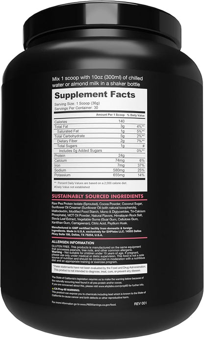 BLESSED Vegan Protein Powder - Plant Based Protein Powder Meal Replacement Protein Shake, 23g of Pea Protein Powder, Dairy Free, Gluten Free, Soy Free, No Sugar Added, 30 Servings (Rocky Road)