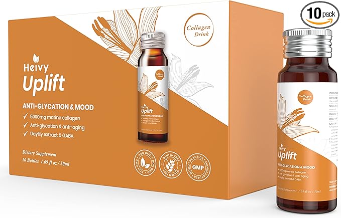Liquid Collagen Supplement, Collagen Drink, Collagen Peptides, Age-Defying and Brighten up Your Day, Ageless Beauty, Hydrolyzed Collagen, with CoQ10, 1.69 fl.oz./Bottle (1 Box,10 Bottles)
