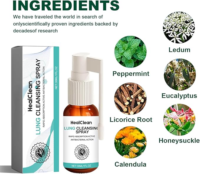 HealClean Lung Cleansing Spray, Herbal Lung Cleansing Spray(1PCS)