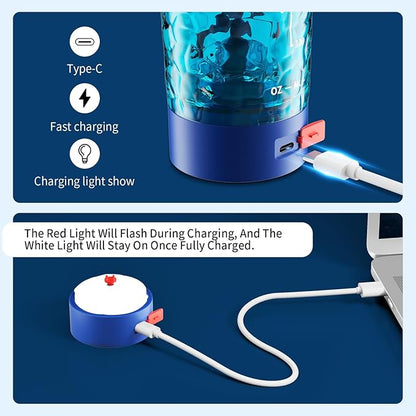 Electric Protein Shaker Bottle, 24oz Lockable Electric Blender Cup, Tritan USB Rechargeable Protein Shake Mixer, Blender Shaker Cups for Protein Shakes, Blue