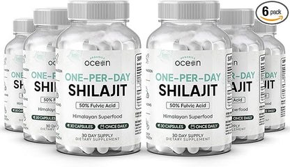One-Per-Day Shilajit for Men and Women - Natural and Potent Shilajit Supplement for Age-Defying, Bone Strength, Hormone Support and More - 6 Bottles Shilajit Capsules