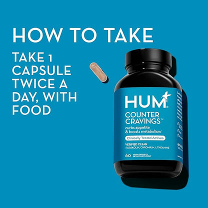 HUM Counter Cravings - Chromium Craving Suppressants with L-Theanine, Seaweed Extract & Forskolin to Support a Healthy Lifestyle (60-Count)