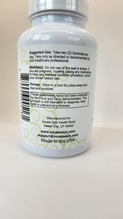 Clear Skin Acne Gummies - Complexion Supplement, Pantothenic Acid & Antioxidants, Vitamins 60 Count