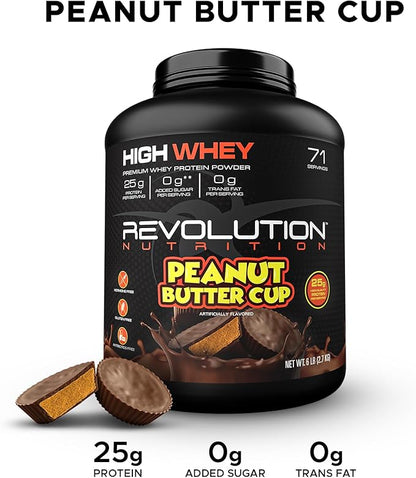 High Whey, Protein Powder, Whey Isolate, Gluten Free, Lean Muscle Mass for Men & Women, 25g of Protein Per Scoop, 2.7kg, 73 Servings (Peanut Butter Cup, 6 Pound)