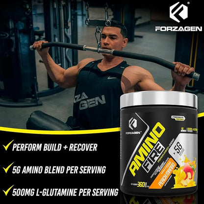 Forzagen Amino Fire | Essential Amino Energy Powder for Pre-Workout | BCAA Energy Boost & Muscle Recovery Drink Mix, Enhance Focus & Concentration, Dietary Supplement | Peach Mango, 40 Servings
