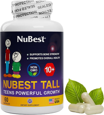 NuBest Tall 10+ - Height Growth Supplement for Children (10+) & Teens Who Drink Milk Daily, Height Growth Pills with Calcium, Vitamins & Minerals - Helps Height Increase - 12 Pack | 12 Month Supply