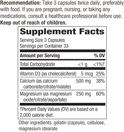 Nature's Way Calcium-Magnesium-Vitamin D Capsules, Supports Bone and Muscle Health*, 100 Capsules
