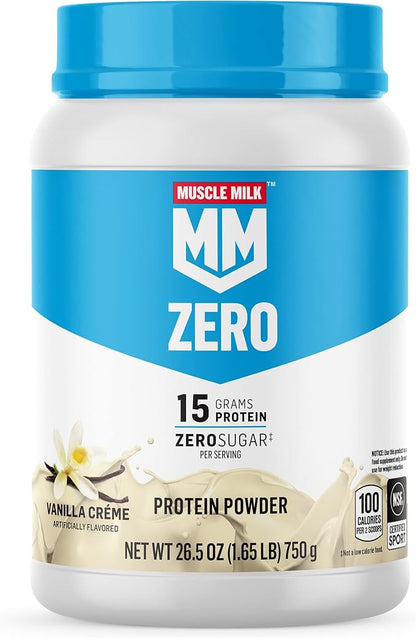 Muscle Milk ZERO, 100 Calorie Protein Powder, Vanilla, 15g Protein, 1.65 Pound, 25 Servings