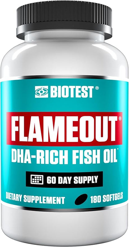 Biotest Flameout - DHA-Rich Fish Oil with 4200mg Omega-3s - High-Potency Formula for Heart, Brain & Joint Health - 180 Softgels (60-Day Supply)