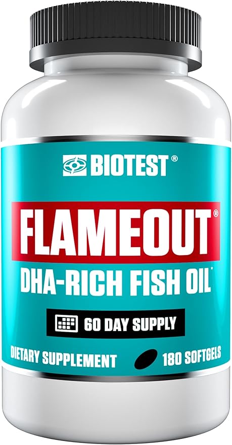 Biotest Flameout - DHA-Rich Fish Oil with 4200mg Omega-3s - High-Potency Formula for Heart, Brain & Joint Health - 180 Softgels (60-Day Supply)