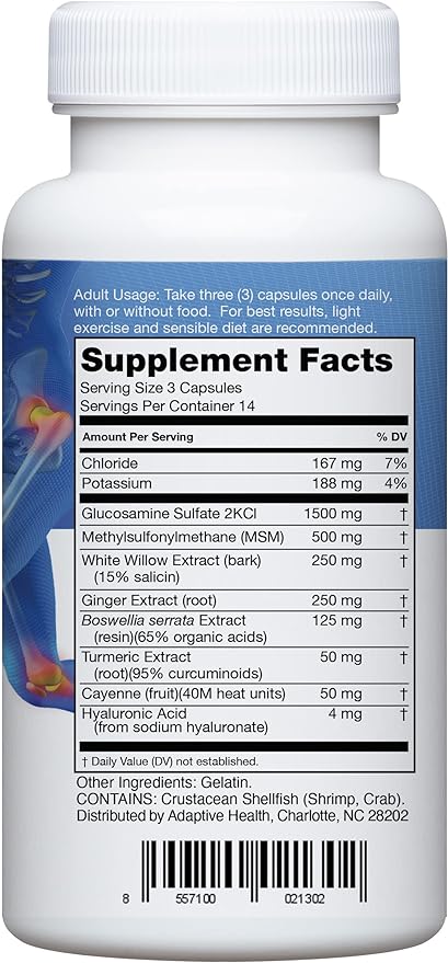 Instaflex Joint Support Supplement - Clinically Studied Joint Relief Blend of Glucosamine, MSM, White Willow, Turmeric, Ginger, Cayenne, Hyaluronic Acid - 42 Capsules