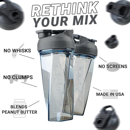 HELIMIX 2.0 Vortex Blender Shaker Bottle Holds upto 28oz | No Blending Ball or Whisk | USA Made | Portable Pre Workout Whey Protein Drink Shaker Cup | Mixes Cocktails Smoothies Shakes | Top Rack Safe