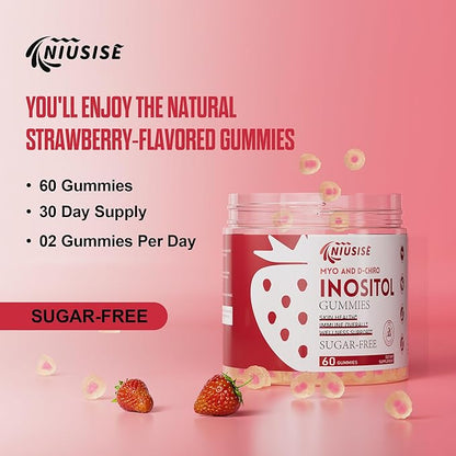 Inositol Gummies, Inositol Supplement with Myo-Inositol & D-Chiro Inositol + Vitamin D3, Ideal 40:1 Ratio, with Magnesium Glycinate 400mg, Supports Regular Cycle for Women, Vegan, 2 Pack