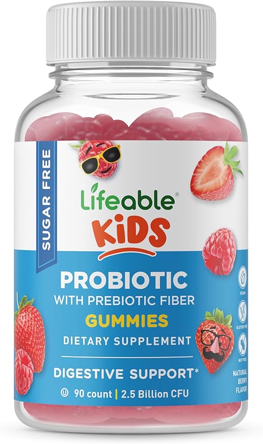 Lifeable Sugar Free Probiotics with Prebiotics Fiber for Kids – Great Tasting Natural Flavor Gummy Supplement – Keto Friendly Probiotic Chewable – 90 Gummies