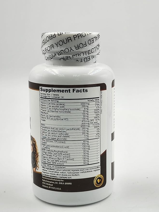 Hair Complex Pro Health - Natural Hair Growth & Thinning Prevention Supplement - Natural and Organic Formula - Grows Hair, Reduces Hair Loss & Regrows Hair - Vegan and Non-GMO - Made in USA – 60 Tabs