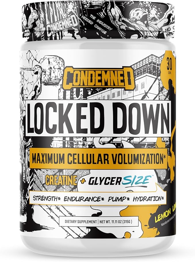 CONDEMNED Labz Locked Down | Creatine Performance Complex | Creatine Monohydrate, Glycerol, Taurine | Enhanced Hydration, Energy & Stamina | 30 Servings (Lemon Lime)