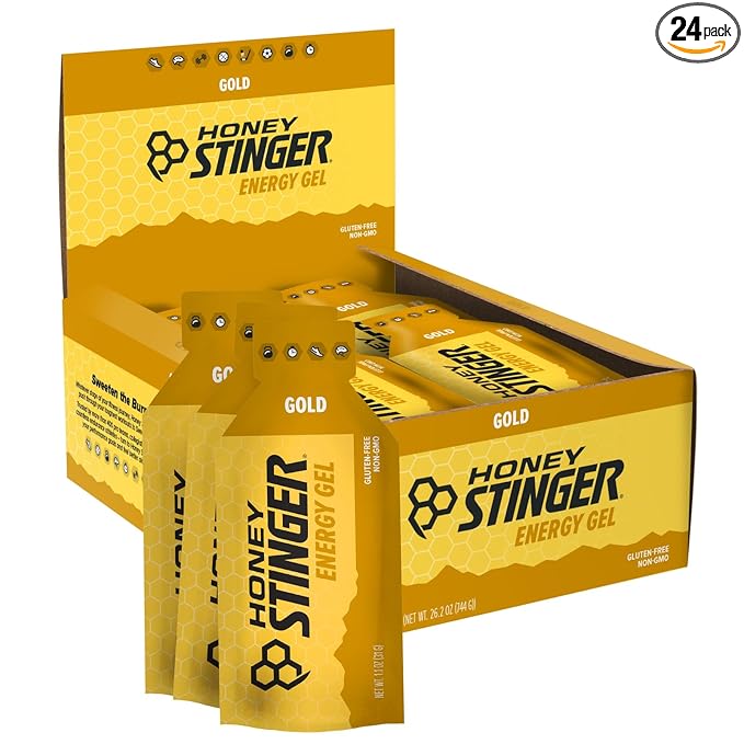 Honey Stinger Gold Energy Gel | Gluten Free & Caffeine Free | for Exercise, Running and Performance | Sports Nutrition for Home & Gym, Pre and Mid Workout | 24 Pack, 26.4 Ounce