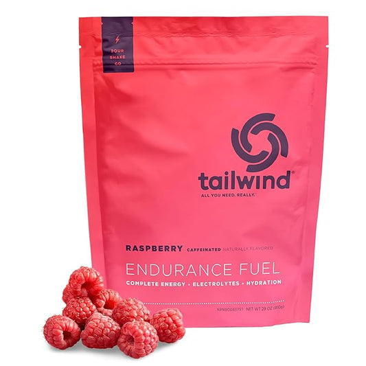 Tailwind Nutrition Endurance Fuel, Electrolyte & Hydration Sports Drink Mix Powder with Caffeine, Gluten-Free, Vegan, Raspberry Buzz, 30 Servings (Caffeinated)