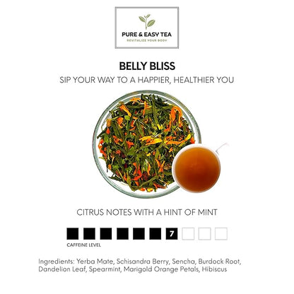 Pure And Easy Tea, Belly Bliss, Cleanse & Detox Tea, Supports Healthy Weight, Helps Reduce Bloating, 30 Day Supply, 100g/3.5oz