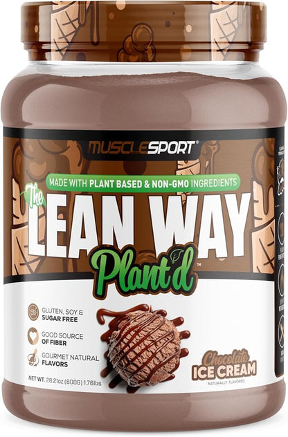 Musclesport Lean Way Plant Protein - Pea Protein and Brown Rice Protein Blend, with Added CLA, MCT and L-Carnitine - 20 Servings (Chocolate)