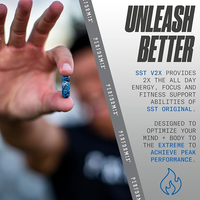 PERFORMIX - SST V2X - Pre Workout - 300 mg Caffeine - Energy Supplements - No Crash - Thermogenic - Nootropic - Timed-Release for All Day Focus, Mood & Energy Boost - Men & Women - 120 Capsules