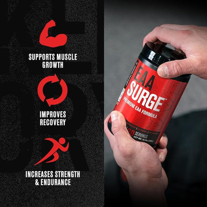 Jacked Factory EAA Surge Essential Amino Acids Powder - EAAS & BCAA Intra Workout Supplement w/L-Citrulline, Taurine, & More for Muscle Building, Strength, Endurance, Recovery - Pineapple, 20sv