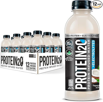 Protein2o 15g Whey Protein Infused Water, Tropical Coconut, 16.9 oz Bottle (Pack of 12)