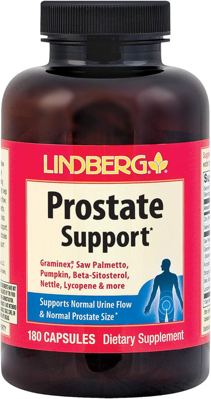 Lindberg Prostate Supplement for Men | Saw Palmetto | 180 Capsules | Non-GMO, Gluten Free