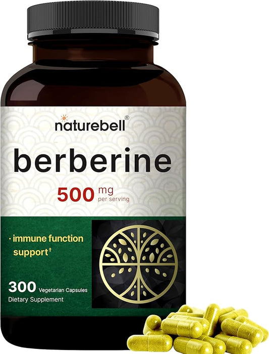 NatureBell Berberine Supplement 500mg | 300 Veggie Capsules, 97% Pure Berberine HCL – 5:1 Root Extract – Plant Based, Vegan, Non-GMO