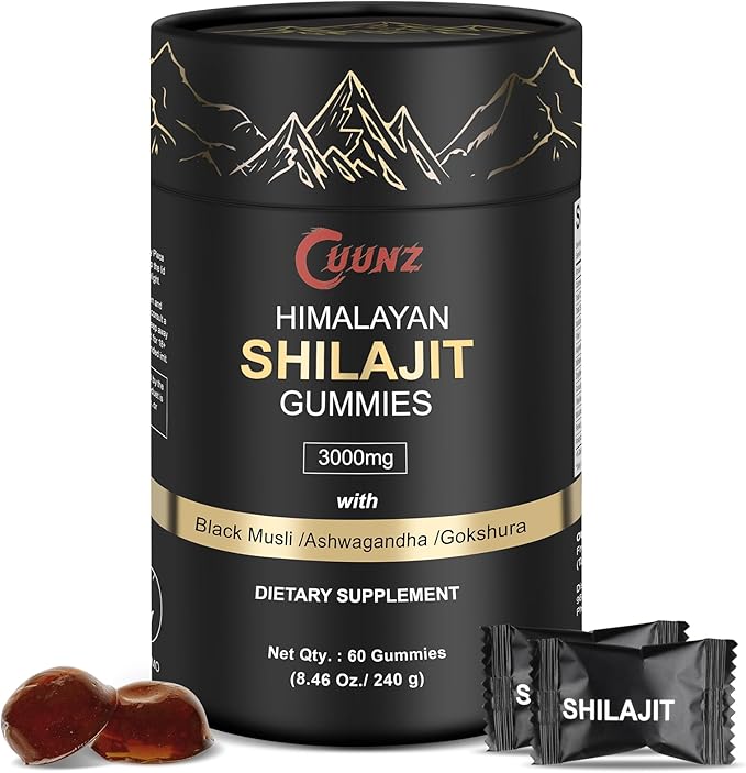 Himalayan Nutritious Shilajit Gummies Gold - Ashwagandha, Gokshura - Fulvic Acid - 85+ Trace Minerals - for Men Women - No Added Sugar - 60 Gummy(Shilajit Gummies 60Gummy)