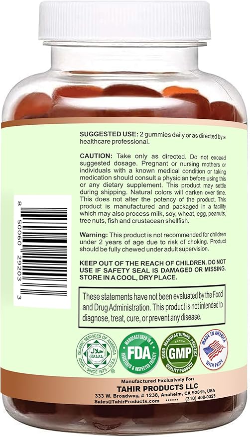 Tahir Halal Multivitamin Gummies for Children. Made in USA - Certified Halal