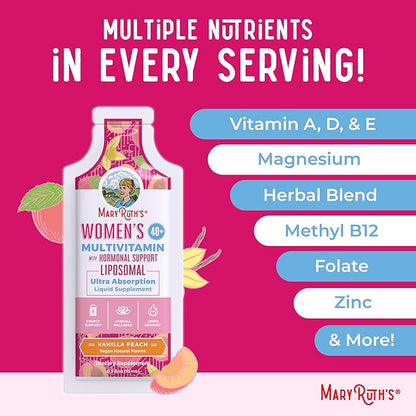 MaryRuth Organics Multivitamin for Women 40 | Womens Multivitamin Liposomal | Immune Support Supplement | Energy Supplements & Sleep Aid | Methylated Multivitamin | Vegan | Sugar Free | 14 Servings