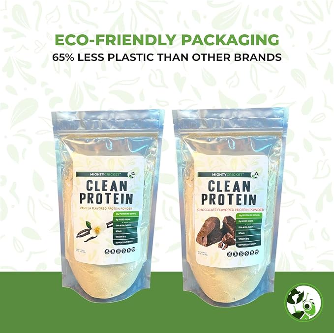 Mighty Cricket Protein Powder. 20g Clean Prebiotic Cricket Protein. No Sugar, Low Carbs, Gluten & Dairy Free. Keto & Paleo, 100% Natural Ingredients. Chocolate, 1 lb (Pack of 2)