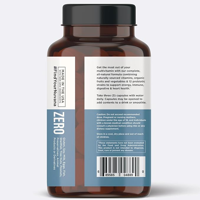 Multifood Whole Food Multivitamin with Probiotics, Organic Fruits & Vegetables, Iron, CoQ10, Turmeric, Resveratrol & Prebiotic Fiber | Vegan Formula for Promoting Energy (Multifood for Men)