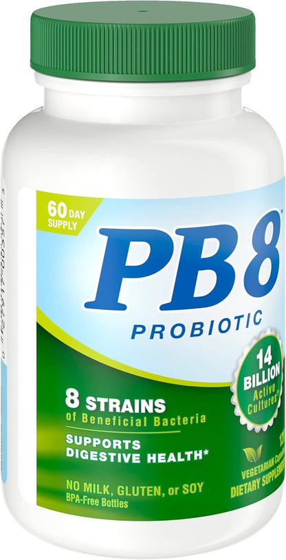 Nutrition Now PB 8 Probiotic Acidophilus for Life* Vegetarian Dietary Supplement for Men and Women, 120 Count (Pack of 2)