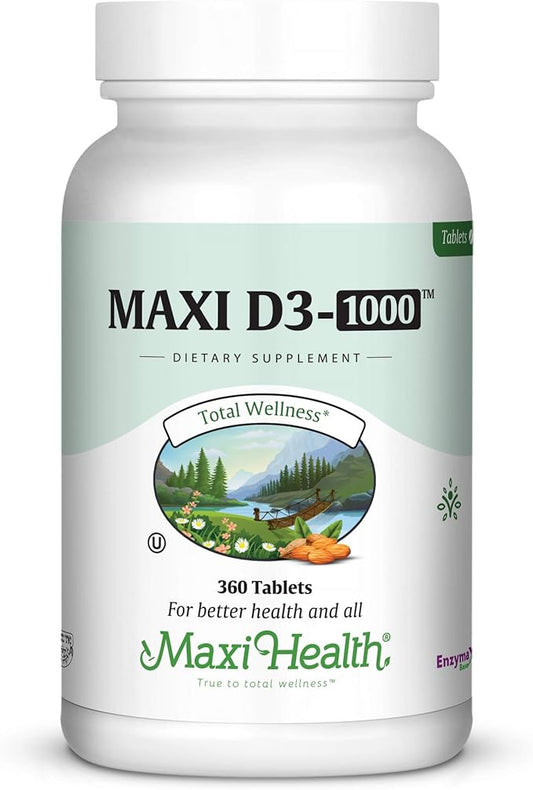 Maxi-Health Vitamin D3 1000 IU - for Healthy Muscle Function, Bone Health and Immune Support – 360 Tablets – Best Kosher Supplement for Adults