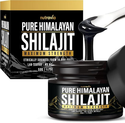 Shilajit Pure Himalayan Organic Resin - Natural Authentic Lab Tested Formula for Men, Women - No Heavy Metals - 600mg Max Strength with 85+ Trace Minerals Golden Grade Shilajit Supplement (1 Pack)