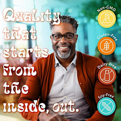 LUV Everyday™ Men’s 50+ Multivitamin - Adult Formula Daily Nutritional Support with Iron, Calcium, KSM-66 Ashwaganda, CoQ10, Lycopene, and Lutemax 2020- Vegetarian Gluten-Free & Non-GMO - 60 Capsules