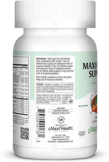 Maxi Health Supreme High Potency Multivitamin & Mineral for Wellness, Immune Boost & Antioxidant Defense, Includes Vitamin A, Vitamin C, Vit D and E, Vitamin B12, B6, Biotin, Selenium, Zinc, Inositol…