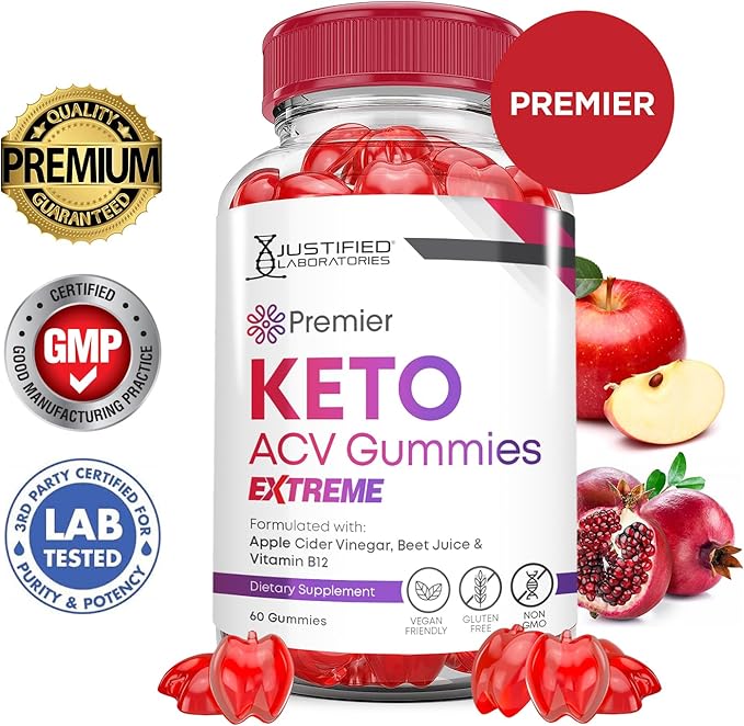 (5 Pack) Premier Keto ACV Gummies Advanced Extreme 2000MG Premier Keto Gummies Apple Cider Vinegar Formulated with Pomegranate Beet Juice Powder B12 Vegan Non GMO 300 Gummys