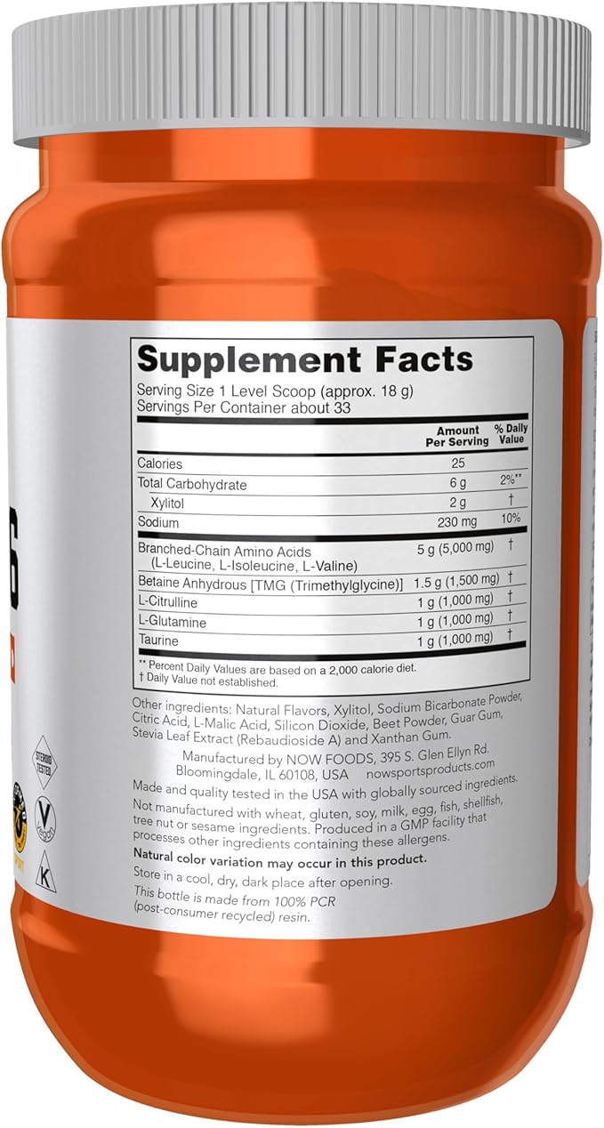 NOW Foods Sports Nutrition, BCAA (Branched Chain Amino Acids) Big 6, Watermelon Flavor, 600 Grams