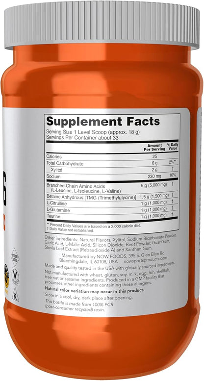 NOW Foods Sports Nutrition, BCAA (Branched Chain Amino Acids) Big 6, Watermelon Flavor, 600 Grams