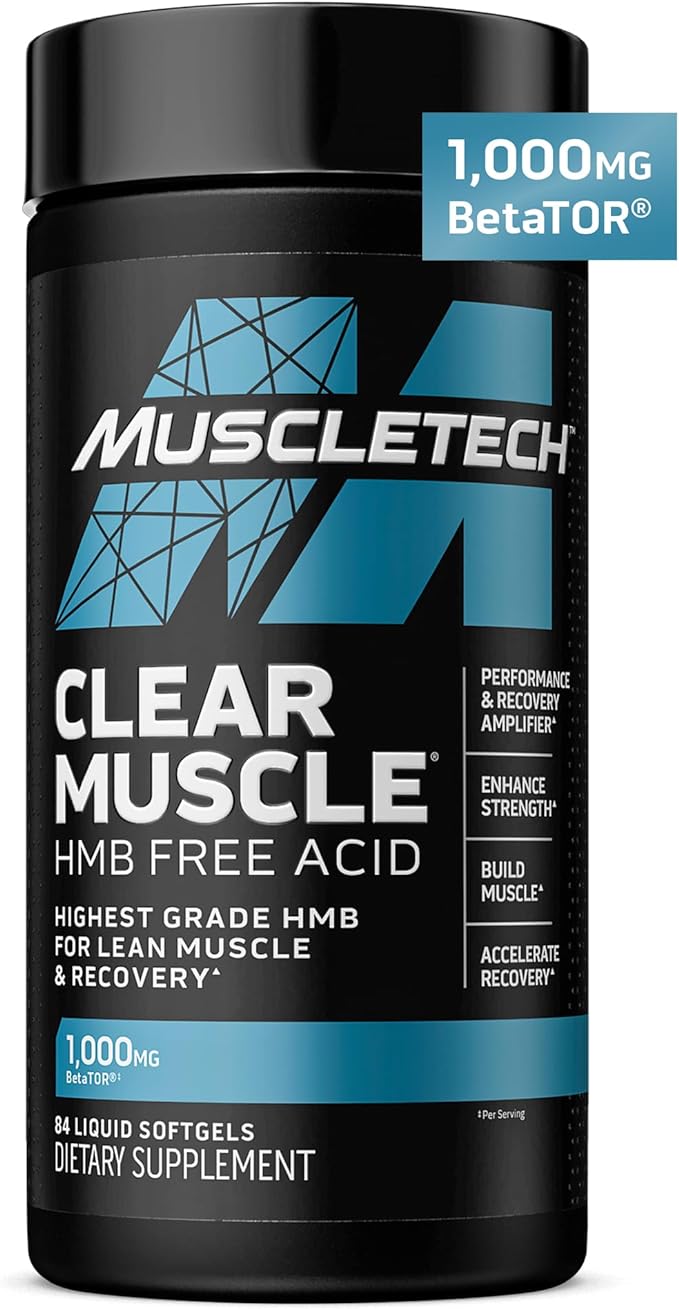 Muscletech HMB Supplements 1000mg, Clear Muscle (84 Liquid Softgels) - Highest Grade HMB for Lean Muscle & Recovery - HMB Free Acid Muscle Supplement - Help Decrease Muscle Breakdown