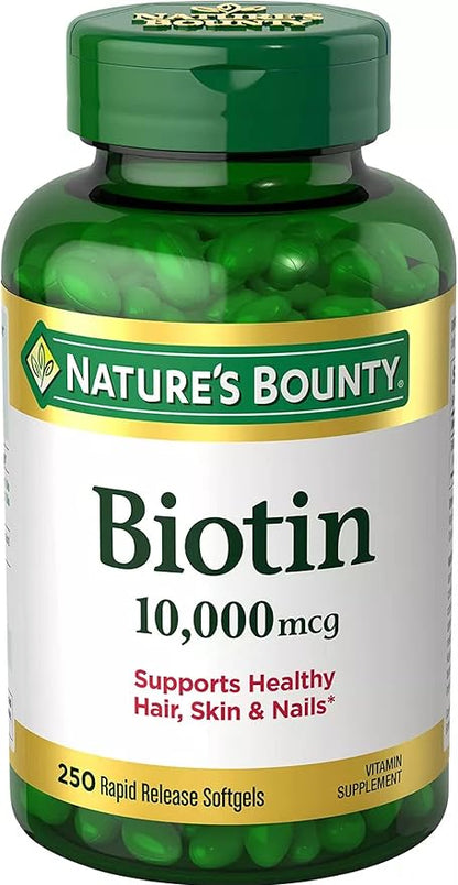 Nature's Bounty Biotin 10,000 mcg, 250 Rapid Release Softgels