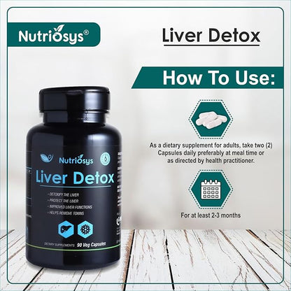Liver Detox 90 Veggie Capsules, Dietary Supplement for Healthy System, Vitamin Capsules for Men, Women and Adults, Multivitamins Capsules, Vitamin Supplements.
