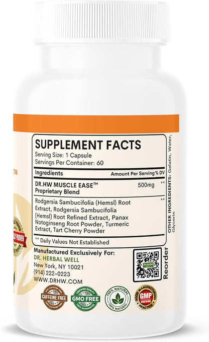 Muscle Ease - Joint, Muscle & Nerve Support Fast Acting Relax Comfort Recovery Natural Herbal Supplement - (60 Capsules) MAX-Strength