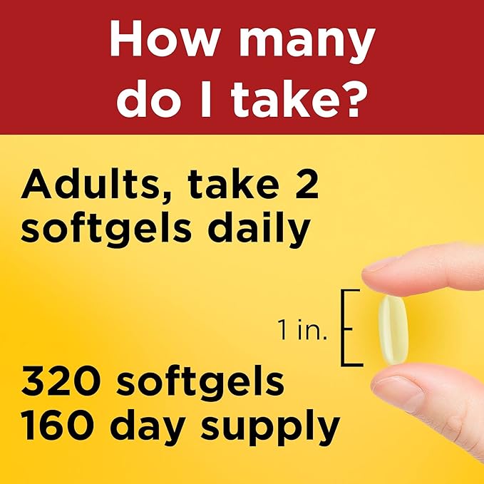 Nature Made Fish Oil 1000 mg Softgels, Fish Oil Supplements, Omega 3 Fish Oil for Healthy Heart Support, Omega 3 Supplement with 320 Softgels, 160 Day Supply