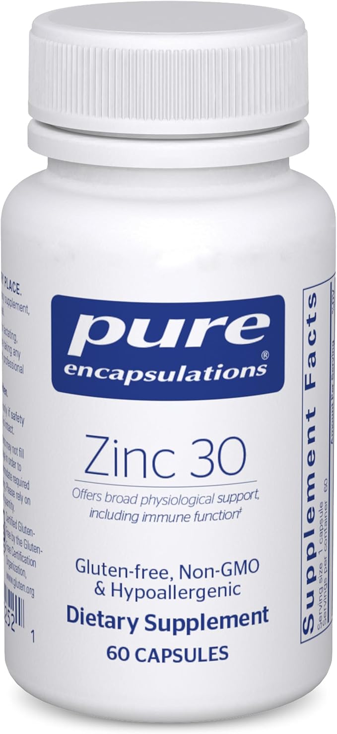 Pure Encapsulations Zinc 30 mg - Supplement for Immune System Support, Growth and Development, and Wound Healing* - with Zinc Picolinate 30 mg - 60 Capsules